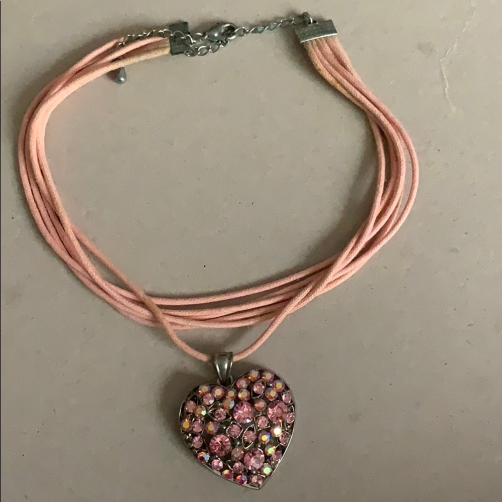 Pink heart necklace